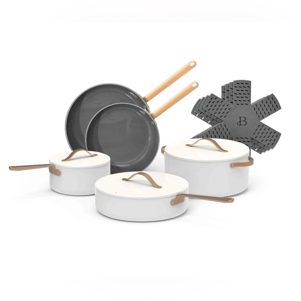 Beautiful 12pc Ceramic Non-Stick Cookware Set. Non-toxic Ceramic-Oven Safe